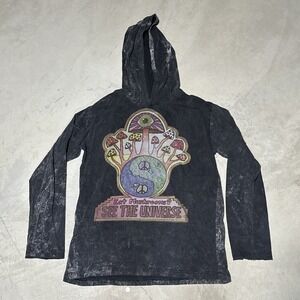 Kathmandu Imports Hoodie Unisex SZ L Black Tie Dye Mushroom Pullover Lightweight